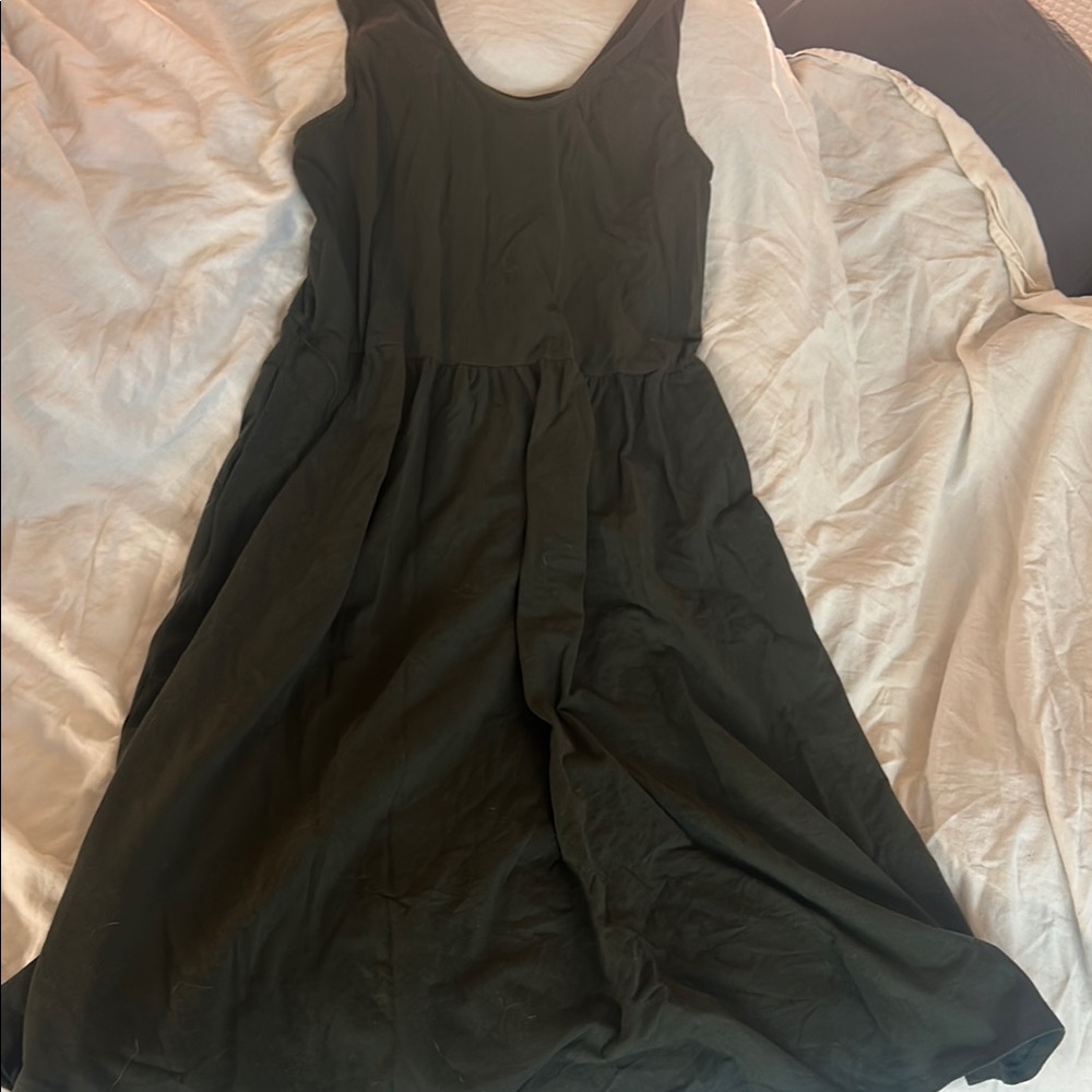 Green casual maxi dress with pockets